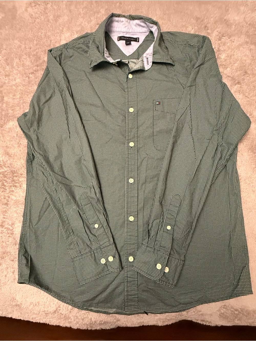 Tommy Hilfiger Green Mini-Check Button-Down Shirt